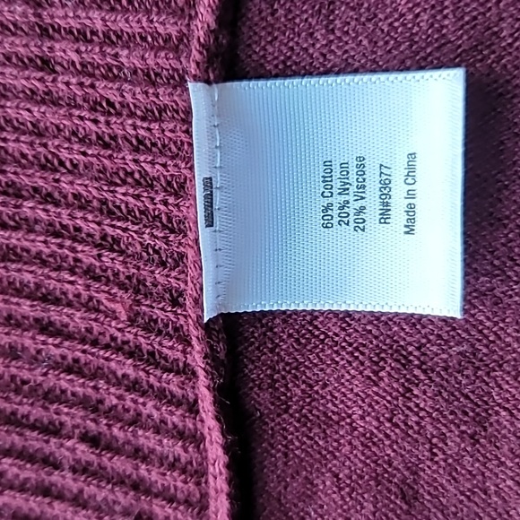 ana NWT wine cardigan Sm sweater waterfall lapels front pockets - Picture 12 of 13
